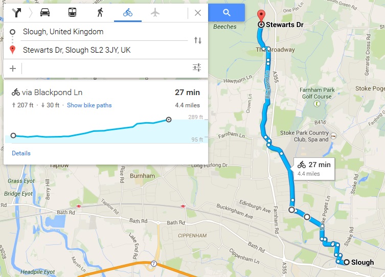 slough-to-burnham-beeches-map